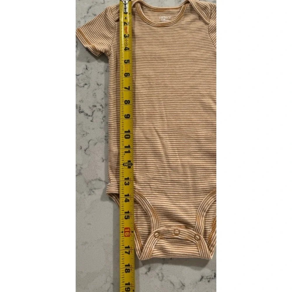 Carters Baby Boy Bodysuit 18 Months Orange White Striped Cotton Short Sleeve